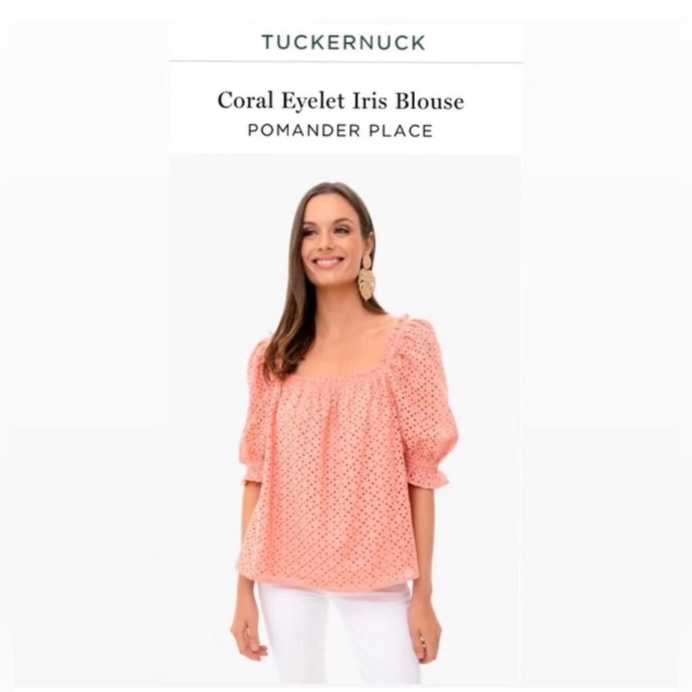 Pomander Place Coral Eyelet Iris Blouse